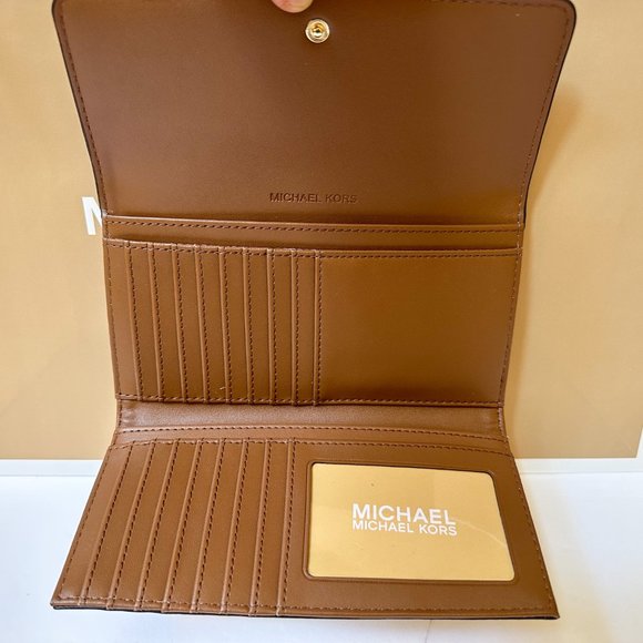 Michael Kors Jet Set Travel Large Trifold Wallet MK Vanilla - Picture 7 of 11